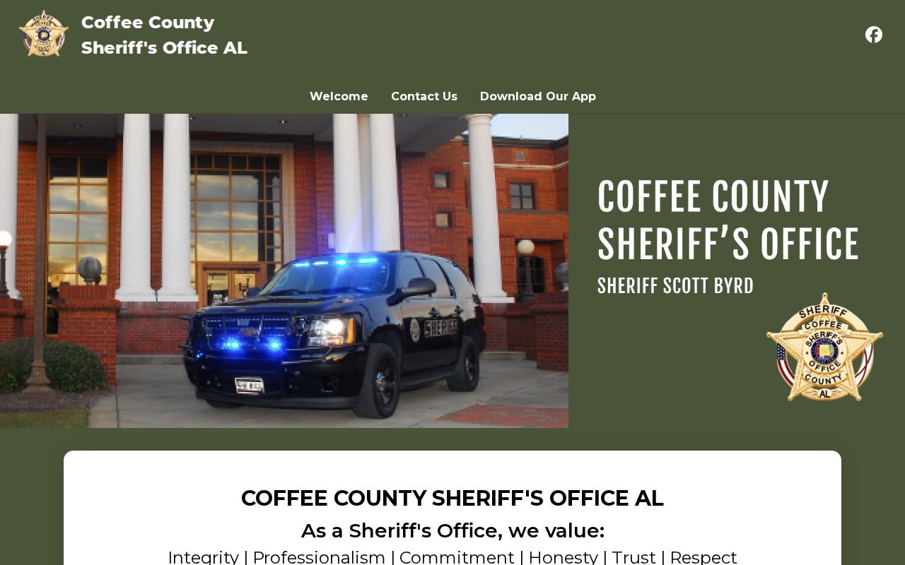 Coffee County official sheriff page with address phone office hours and app link