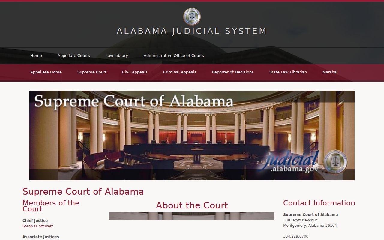 Supreme Court of Alabama page for appellate court context in Coffee County court records research