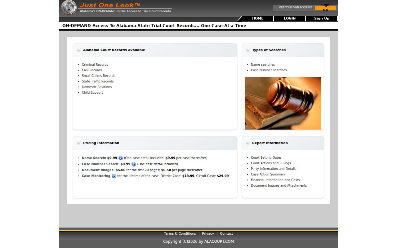 Coffee County court records Alacourt ACCESS search page
