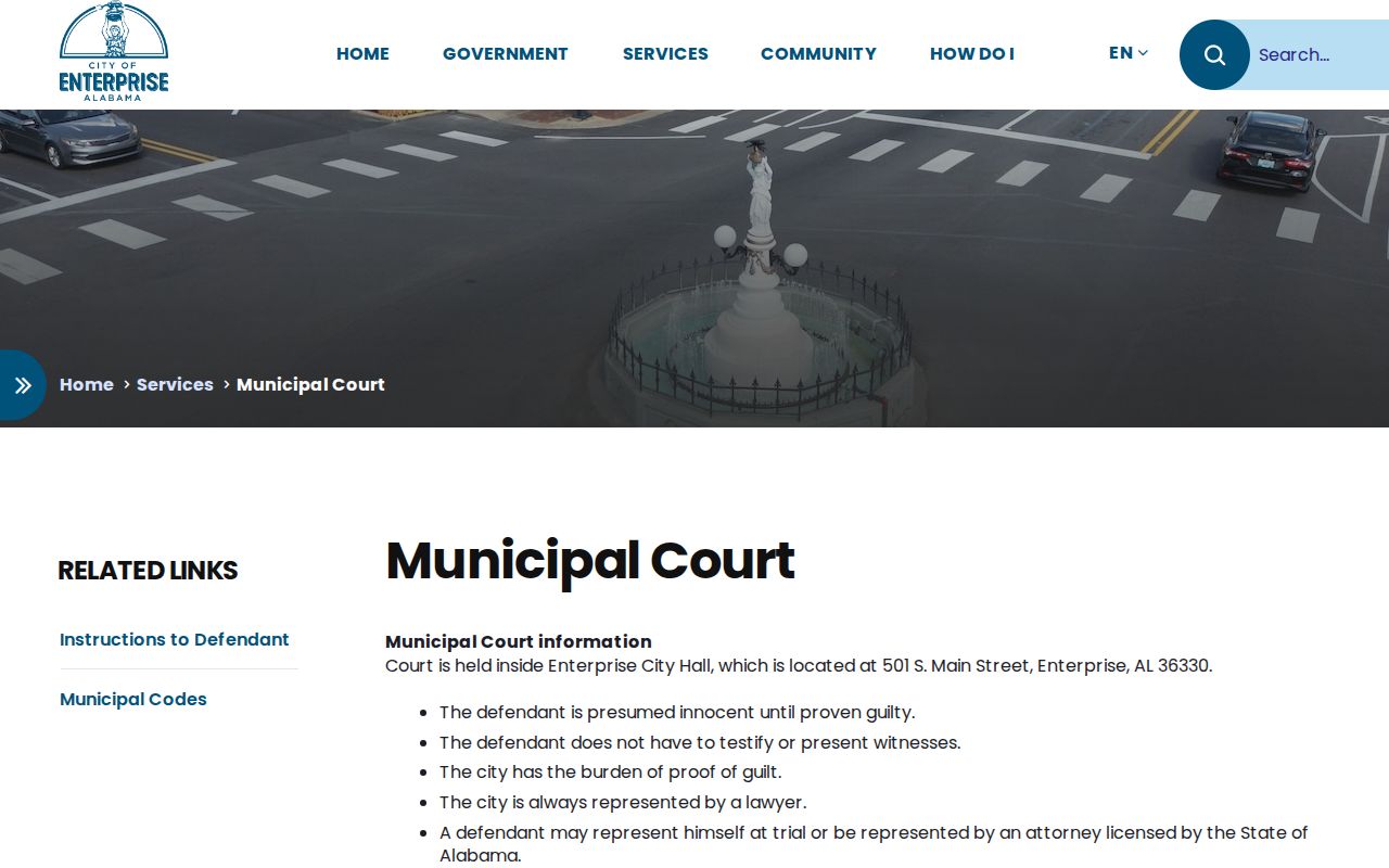 Coffee County traffic court records Enterprise Municipal Court page