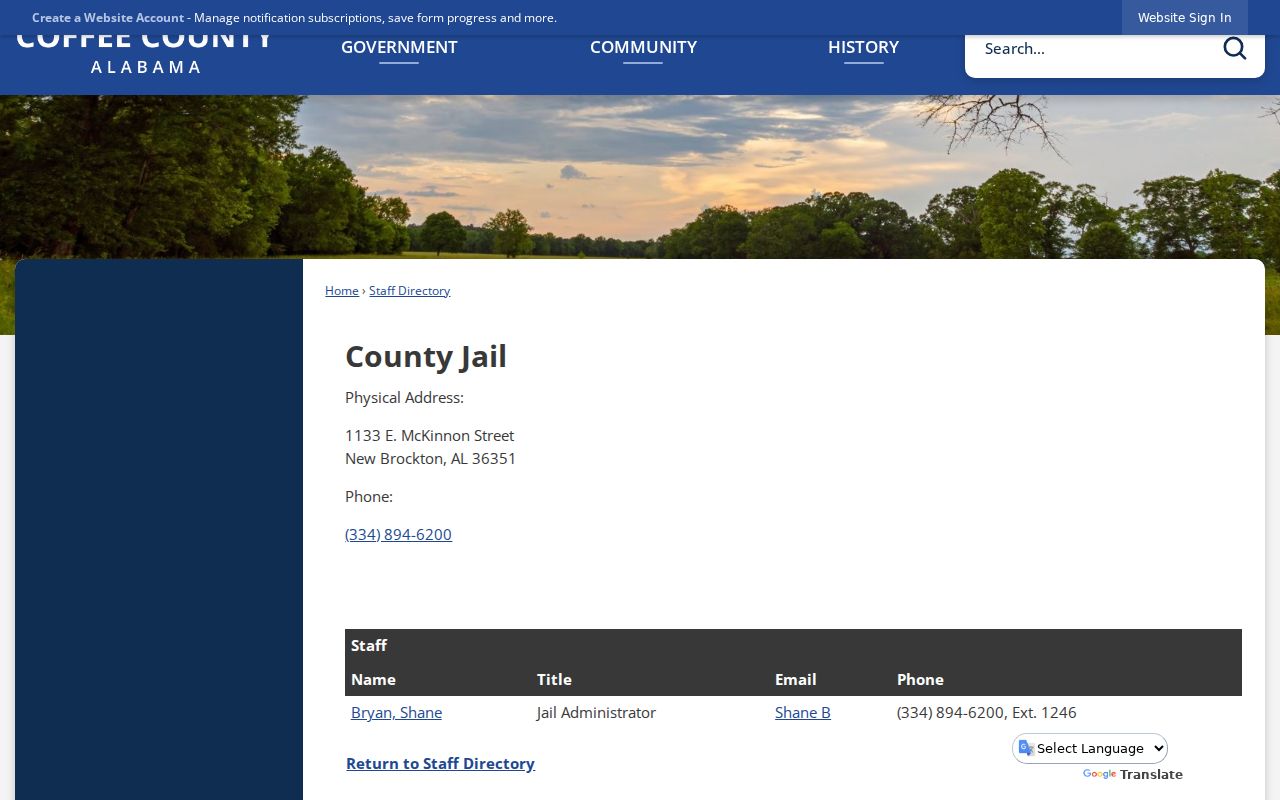 Coffee County inmate records county jail directory listing