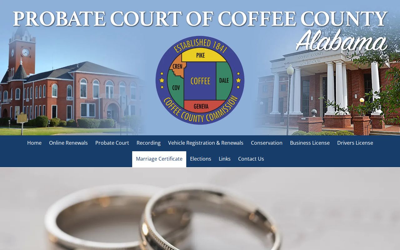 Coffee County marriage records Probate marriage certificate instructions