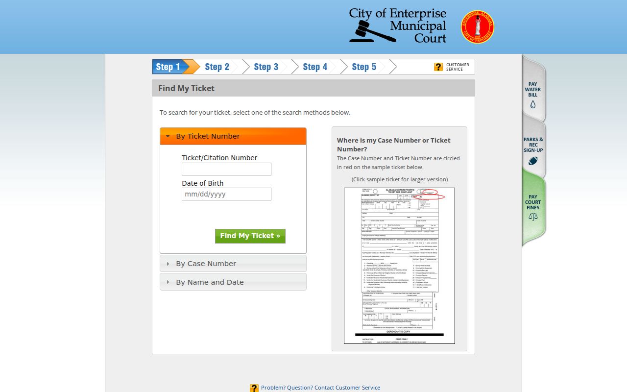 Coffee County traffic court records Enterprise Municipal Court ticket search